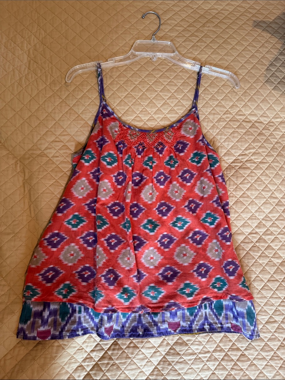 Ralph Lauren Red Geometric Print Spaghetti-Strap top with Purple Accents